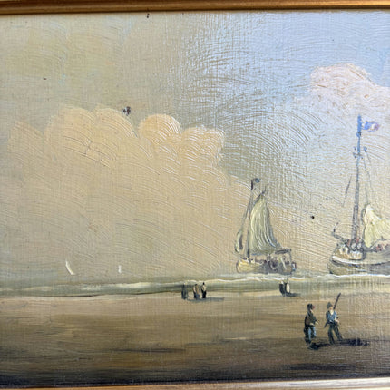 Elegant Seascape Oil Painting "Gilded Frame" Vintage Small Art Holland Art Shop