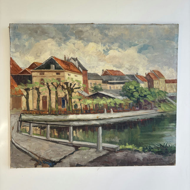 Original Cityscape Oil Painting "Row Houses" Detailed Art Holland Art Shop