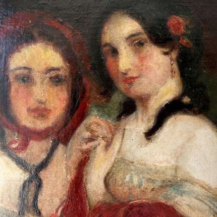 19th Century Oil Painting Portrait "Two Women" Medium Artwork Holland Art Shop