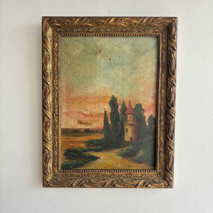 Authentic Landscape Oil Painting "Tower Turret" Expressive Small Artwork Holland Art Shop