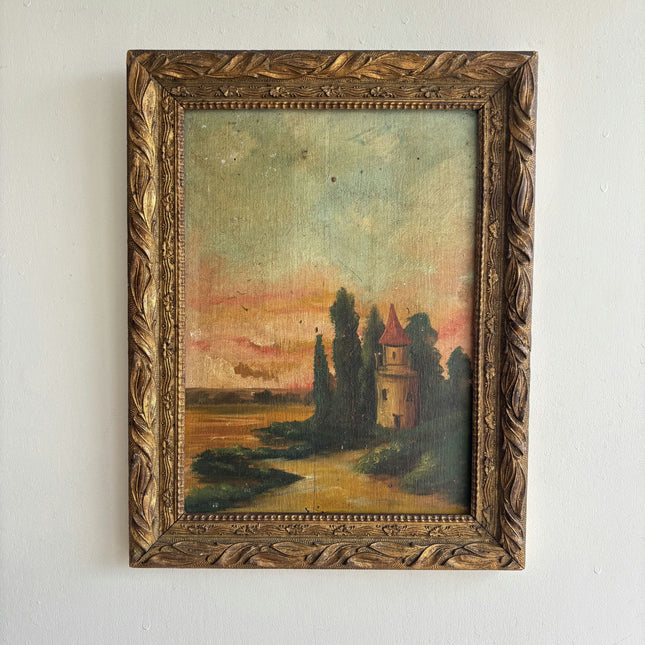 Authentic Landscape Oil Painting "Tower Turret" Expressive Small Artwork Holland Art Shop