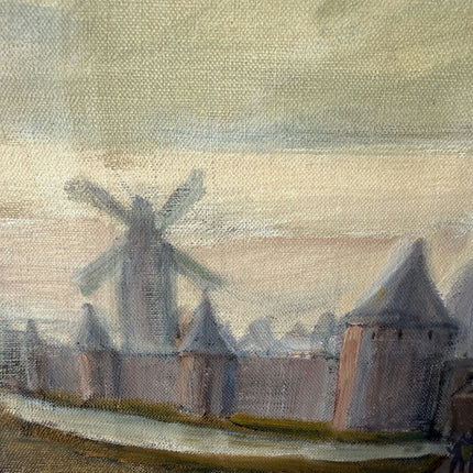 Timeless Cityscape Oil Painting "Windmill Tower" Original Small Artwork Holland Art Shop