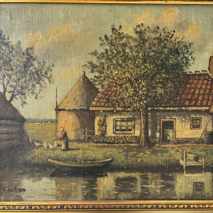 Authentic Landscape Oil Painting "Thatched Cottage" Expressive Art Holland Art Shop