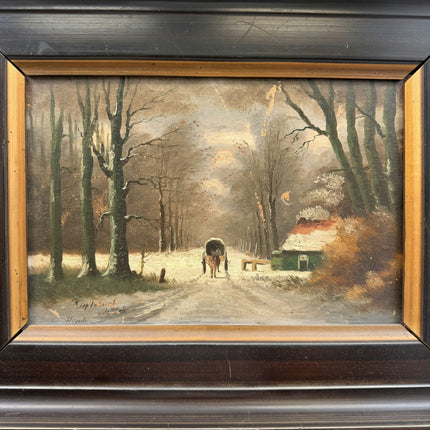 Refined Winter Landscape Oil Painting "Horse Cart" Elegant Artwork Holland Art Shop