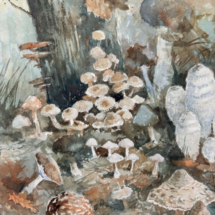 Traditional Landscape Oil Painting "Clustered Mushrooms" Handcrafted Art Holland Art Shop
