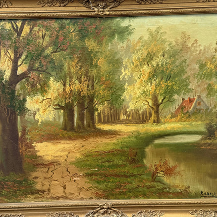 Detailed Landscape Oil Painting "Gilded Frame" Elegant Large Art Holland Art Shop