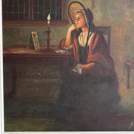 Vintage Portrait Oil Painting "Seated Woman" Refined Dutch Artwork Holland Art Shop