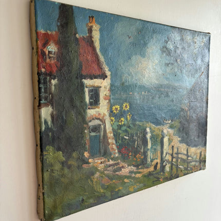 Handcrafted Seascape Oil Painting "Seaside Cottage" Traditional Artwork Holland Art Shop
