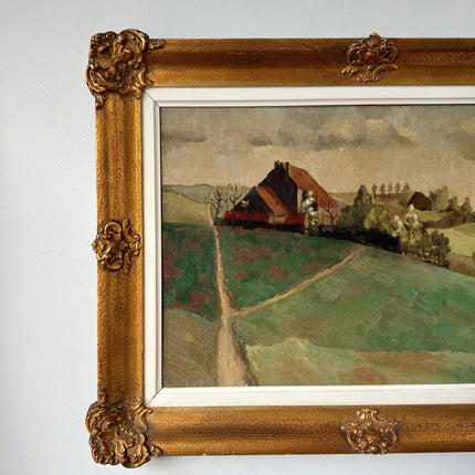 Fine Oil Painting Landscape "Farmhouse Landscape" Handcrafted Medium Art Holland Art Shop