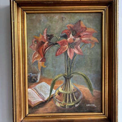 Handcrafted Floral Still Life Oil Painting "Flower Vase" Rustic Art Holland Art Shop