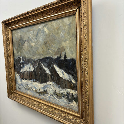 Handcrafted Winter Landscape Oil Painting "Snowy Village" Russian Artwork Holland Art Shop