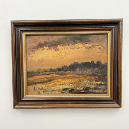 Rustic Landscape Oil Painting "Framed Painting" Vintage Art Holland Art Shop