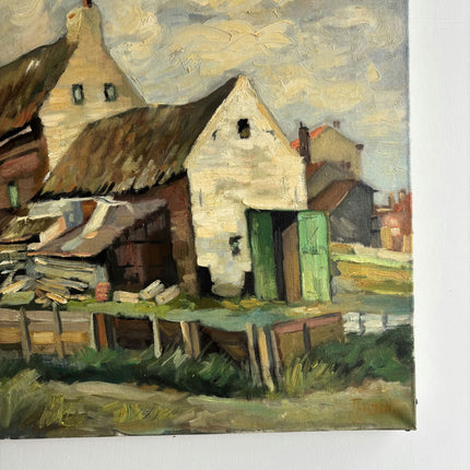 Traditional Farm Oil Painting "Thatched House" Refined Art Holland Art Shop