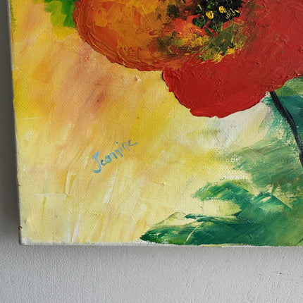Classic Floral Still Life Oil Painting "Red Poppy" Handcrafted Small Artwork Holland Art Shop