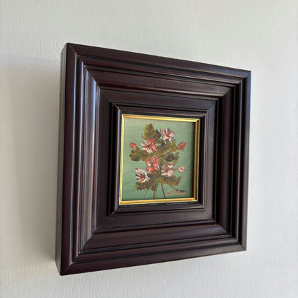 Original Floral Still Life Oil Painting "Dark Frame" Authentic Small Art Holland Art Shop