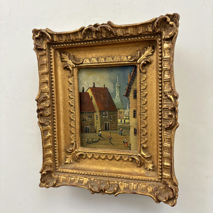 Classic Cityscape Oil Painting "Gilded Frame" Expressive Small Artwork Holland Art Shop