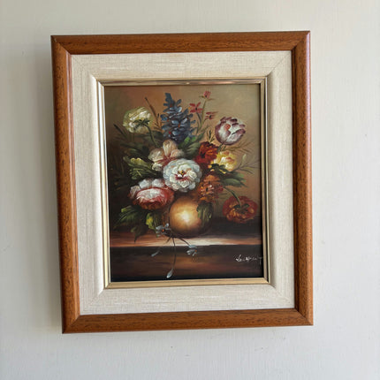 Refined Floral Still Life Oil Painting "Flower Bouquet" Vintage Small Artwork Holland Art Shop
