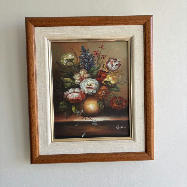 Refined Floral Still Life Oil Painting "Flower Bouquet" Vintage Small Artwork Holland Art Shop