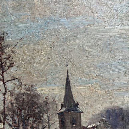 Detailed Cityscape Oil Painting "Snowy Village" Classic Art Holland Art Shop