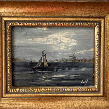 Timeless Seascape Oil Painting "Gilded Frame" Vintage Small Art Holland Art Shop