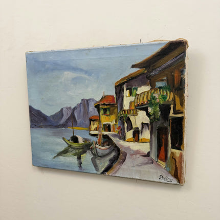 Original Harbor Scene Oil Painting "Docked Boats" Timeless Artwork Holland Art Shop