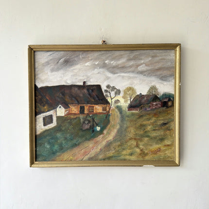 Vintage Farm Oil Painting "Rural Cottage" Timeless Small Artwork Holland Art Shop