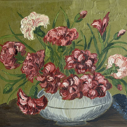 Rustic Floral Still Life Oil Painting "Pink Bouquet" Original Art Holland Art Shop