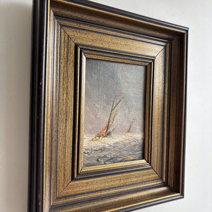 Original Seascape Oil Painting "Gilded Frame" Classic Small Art Holland Art Shop