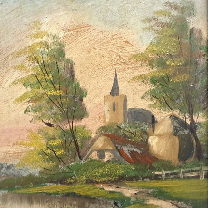 Timeless Scenery Oil Painting "Village Church" Vintage Small Artwork Holland Art Shop