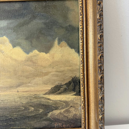 Remarkable Oil Painting Seascape "Sailing Vessels" Original Small Art Holland Art Shop