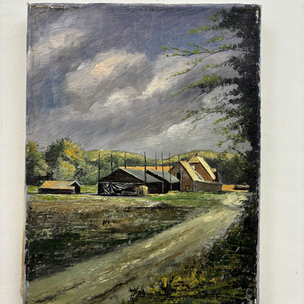 Handcrafted Landscape Oil Painting "Farm Buildings" Refined Small Artwork Holland Art Shop
