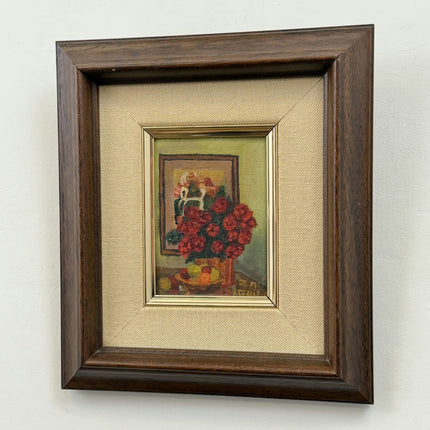 Detailed Floral Still Life Oil Painting "Red Roses" Original Small Art Holland Art Shop