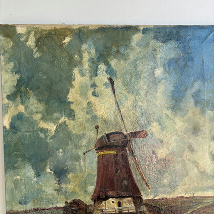 Rustic Landscape Oil Painting "Windmill Tower" Traditional Artwork Holland Art Shop