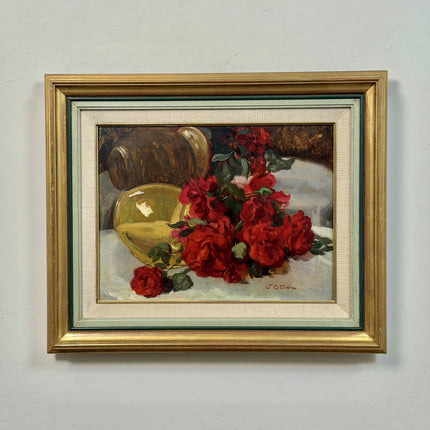 Authentic Floral Still Life Oil Painting "Red Roses" Detailed Artwork Holland Art Shop