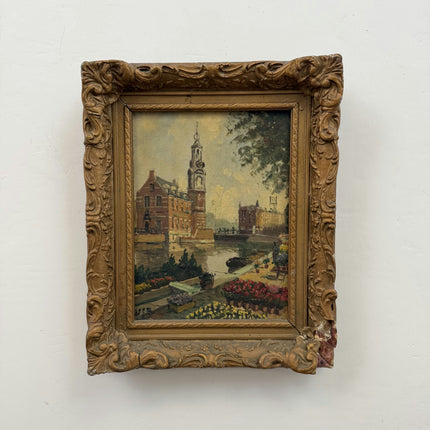 Timeless Cityscape Oil Painting "Decorative Frame" Rustic Small Artwork Holland Art Shop