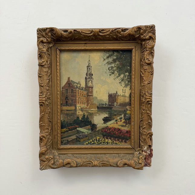 Timeless Cityscape Oil Painting "Decorative Frame" Rustic Small Artwork Holland Art Shop