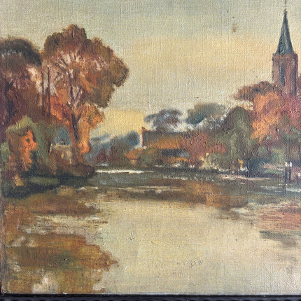 Traditional Landscape Oil Painting "Village Church" Authentic Art Holland Art Shop