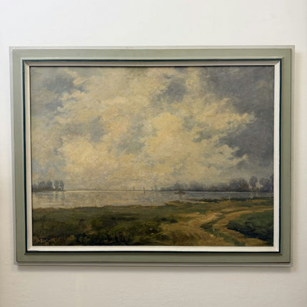 Elegant Landscape Oil Painting "Cloudy Sky" Rustic Large Art Holland Art Shop