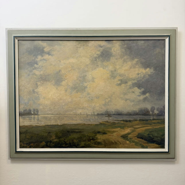 Elegant Landscape Oil Painting "Cloudy Sky" Rustic Large Art Holland Art Shop