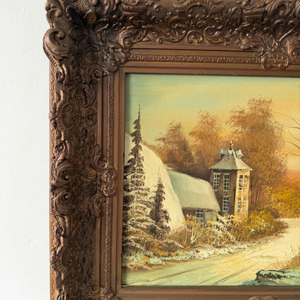 Original Landscape Oil Painting "Snowy Cottage" Refined Artwork Holland Art Shop