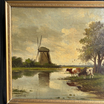 Handcrafted Landscape Oil Painting "Thatched Windmill" Original Art Holland Art Shop