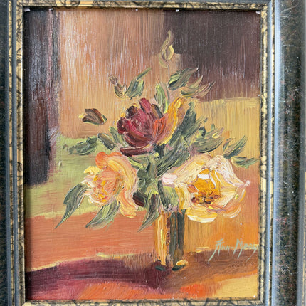 Rustic Flowery Still Life Oil Painting "Flower Vase" Refined Small Art Holland Art Shop