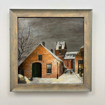 Vintage Cityscape Oil Painting "Brick Barn" Handcrafted Dutch Art Holland Art Shop