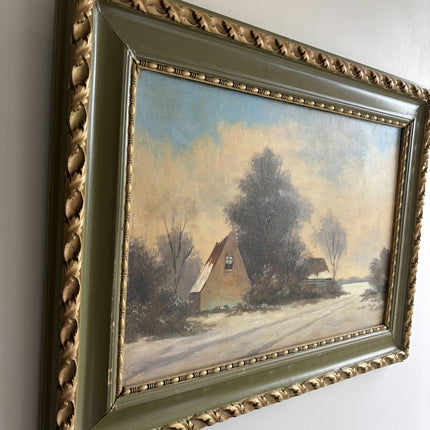 Timeless Winter Landscape Oil Painting "Snowy Cottage" Expressive Artwork Holland Art Shop