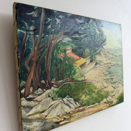 Elegant Landscape Oil Painting "Coastal Rocks" Classic Small Artwork Holland Art Shop