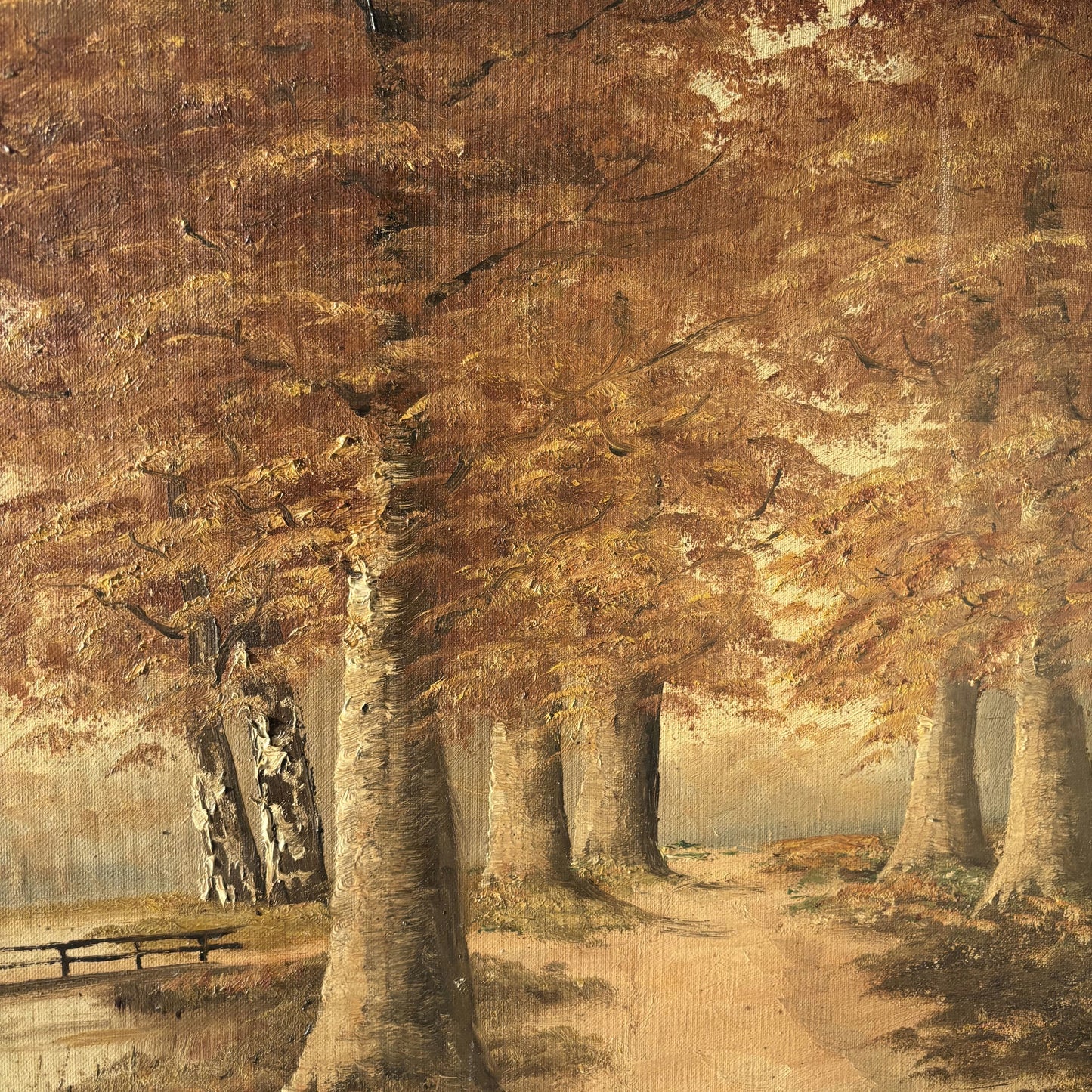 Figurative Landscape Oil Painting "Autumn Pathway" Refined Large Art