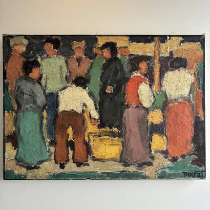 Timeless Figurative Oil Painting "Crowded Figures" Rustic Artwork Holland Art Shop