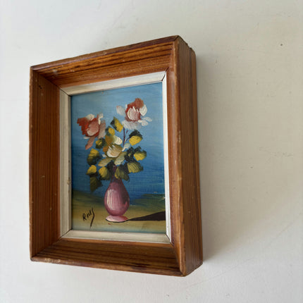 Elegant Floral Still Life Oil Painting "Pink Vase" Classic Small Artwork Holland Art Shop
