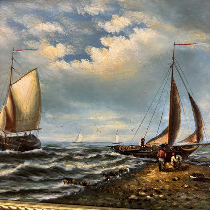 Expressive Seascape Oil Painting "Sailing Boat" Rustic Spanish  Art Holland Art Shop