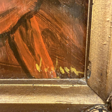 Original Portrait Oil Painting "Wood Grain" Classic Small Artwork Holland Art Shop